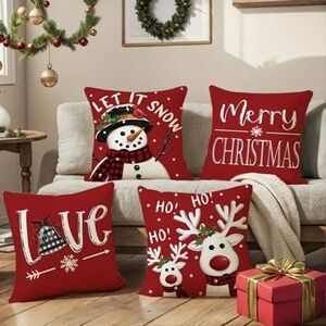 Festive Red Holiday Pillow Set